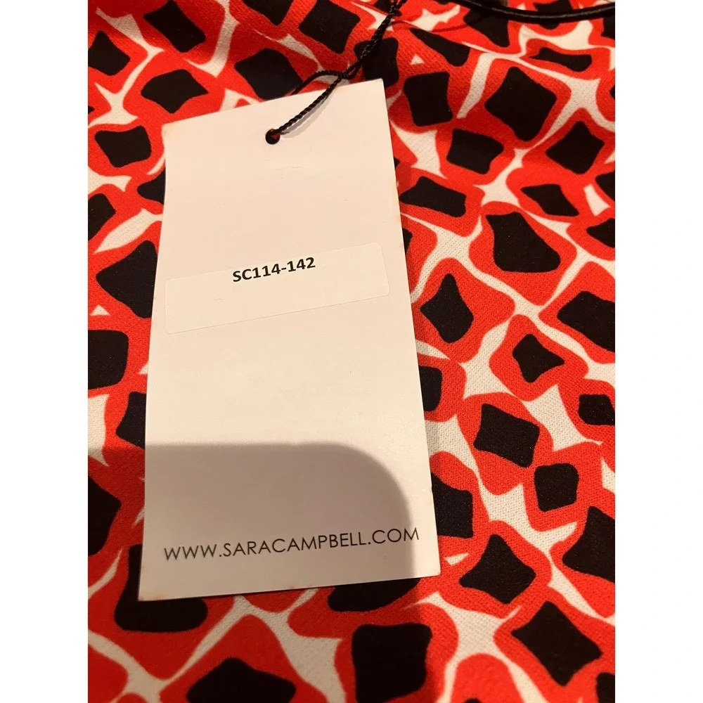 Sara Campbell Boston Red Black Geometric Print Shift Dress SC114-142 Mens Medium